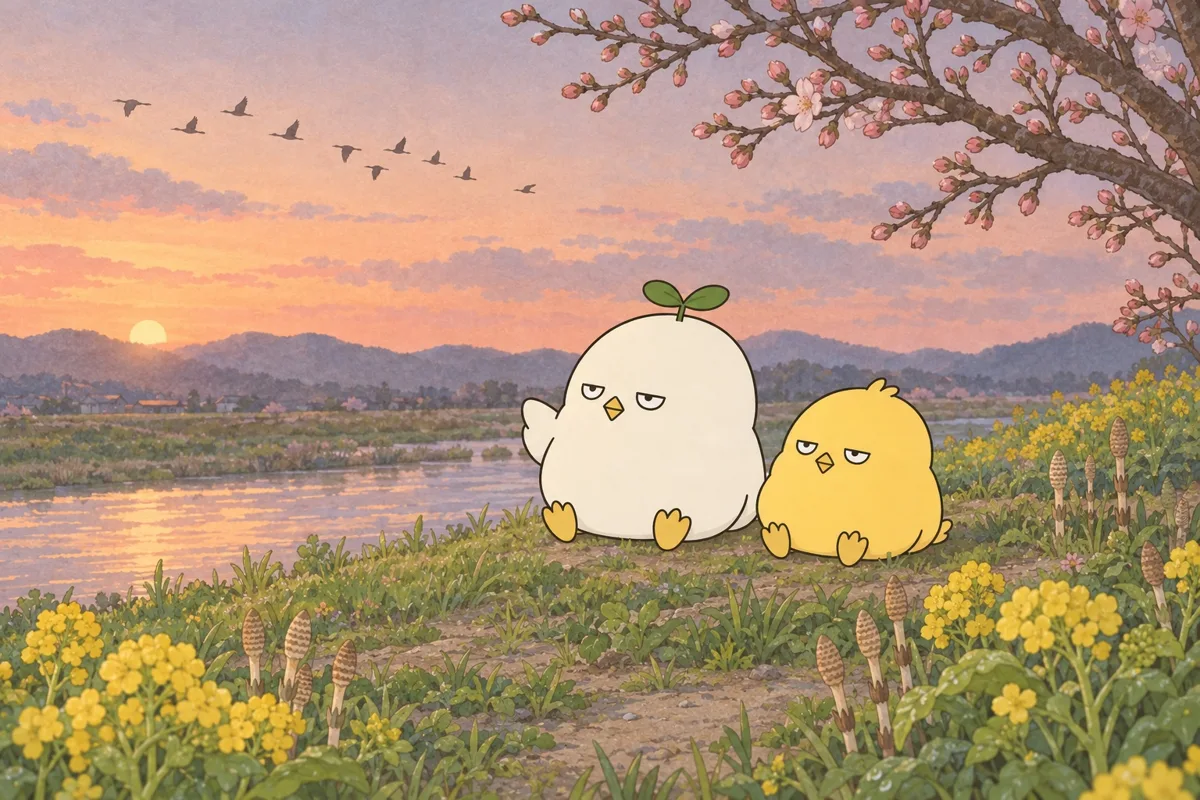 3月 菜の花の夕暮れ
