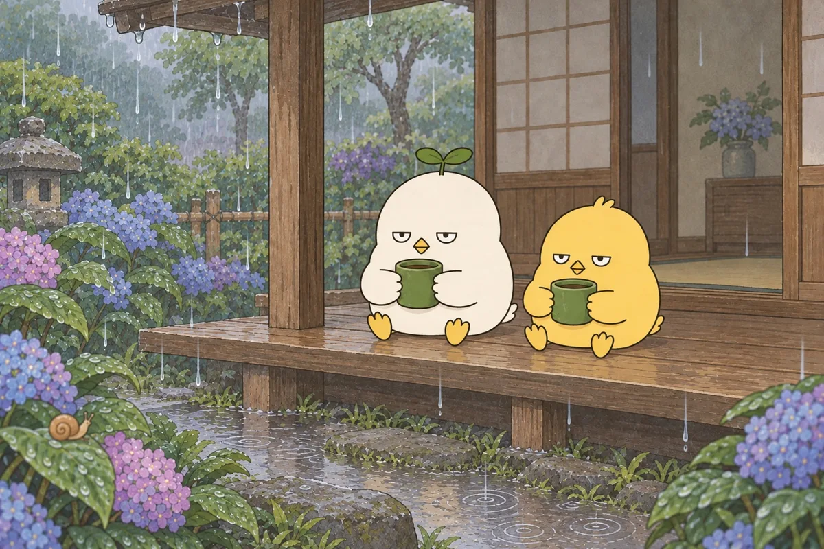 6月 紫陽花と雨